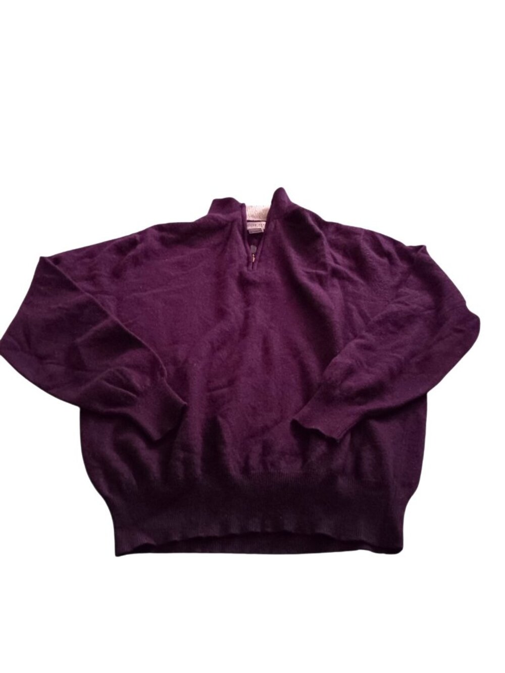 Mens Oliver Perry Purple Cashmere 1/4 Zip Long Sleeve Sweater M